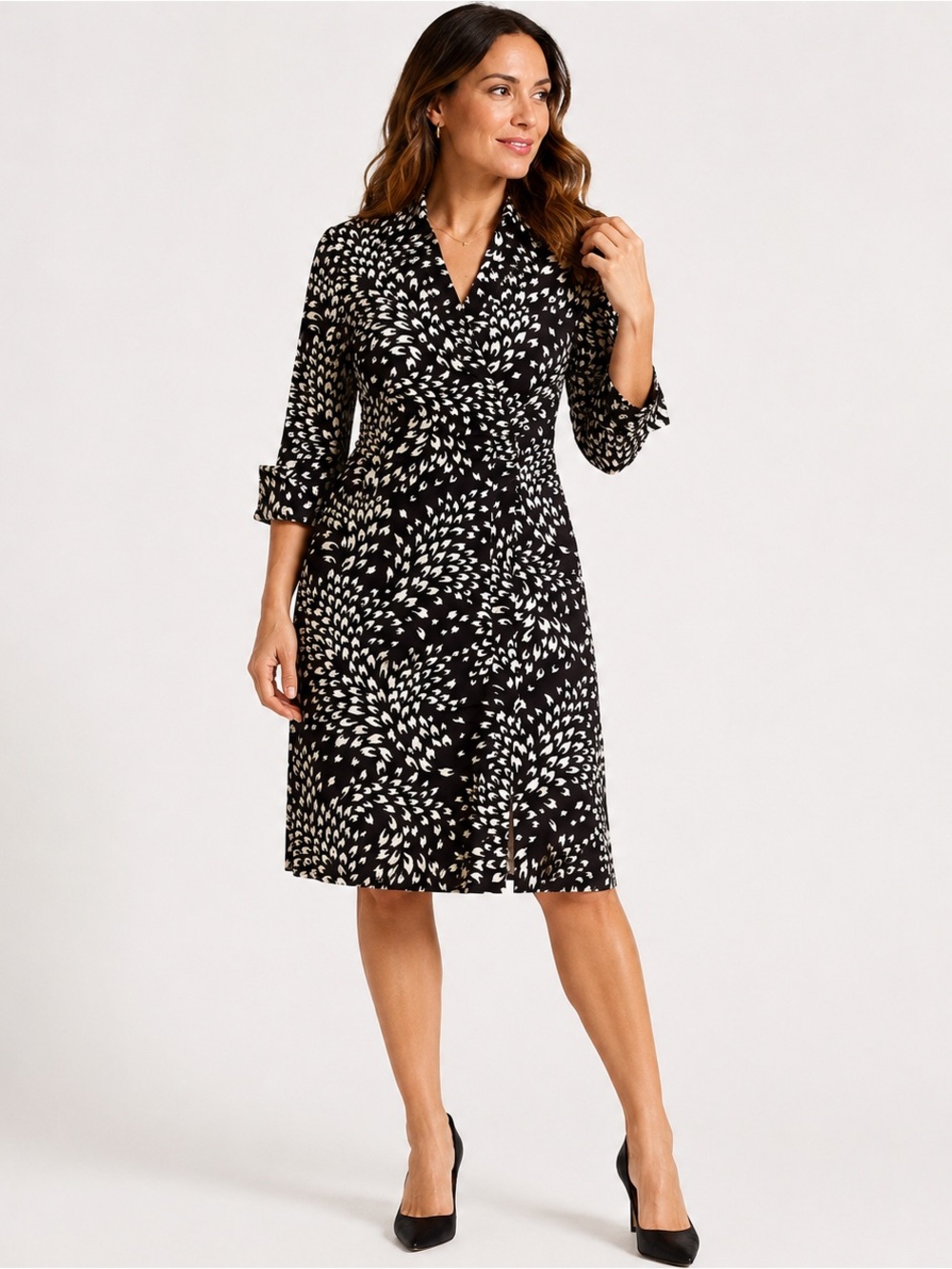 Tahari ASL Faux Wrap Dress 8 Abstract Animal Print Work Office Career Interview